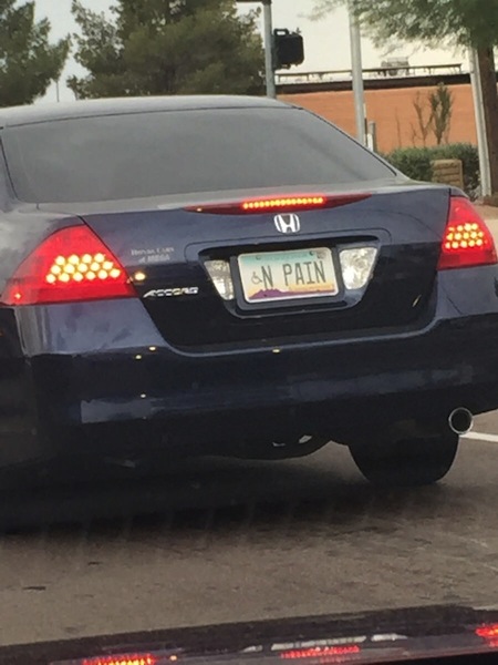 ironic license plates, funny license plates, n pain